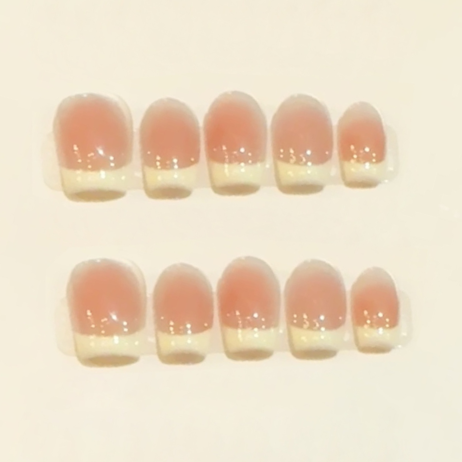 Nail Art Pink Cat Eye - 10Pcs Simple Gradient French Handmade Fake