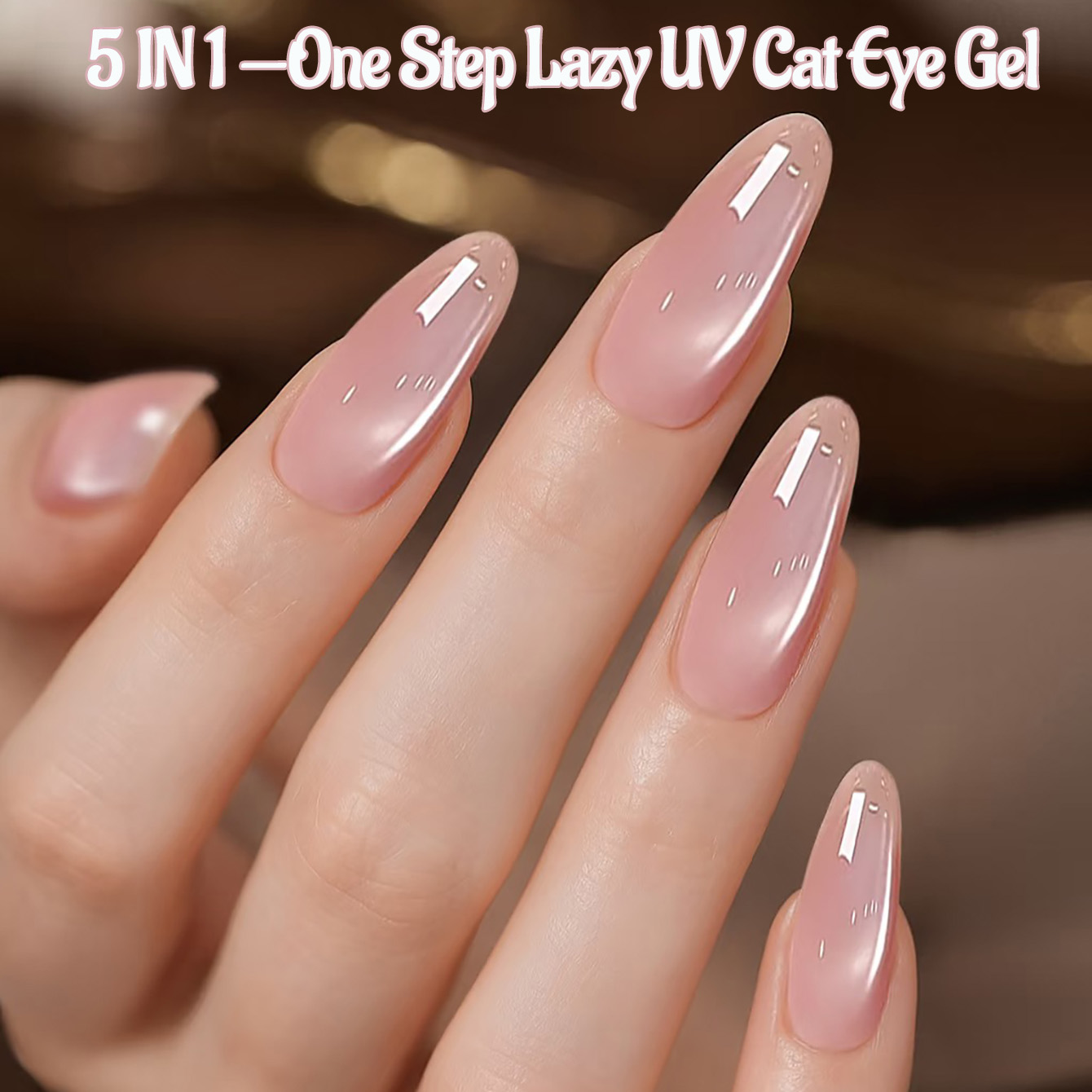 Nail Art Pink Cat Eye - 1pcs PSK Ice Transparent Pink Glass