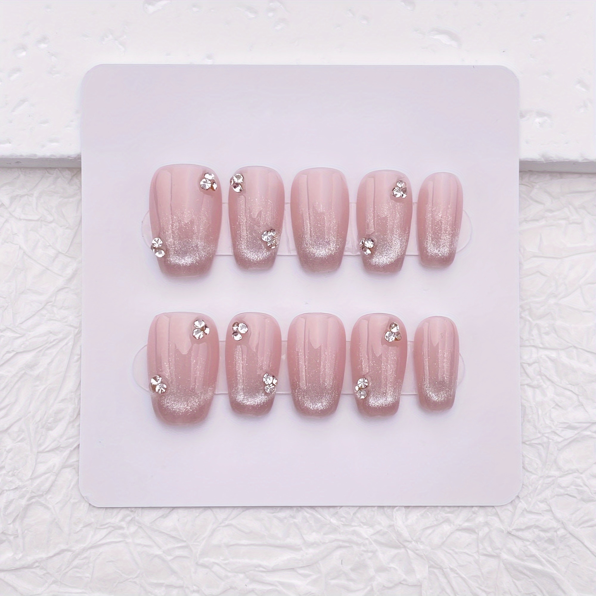 Nail Art Pink Cat Eye - 10pcs Handmade Press On Nails,Cat Eye