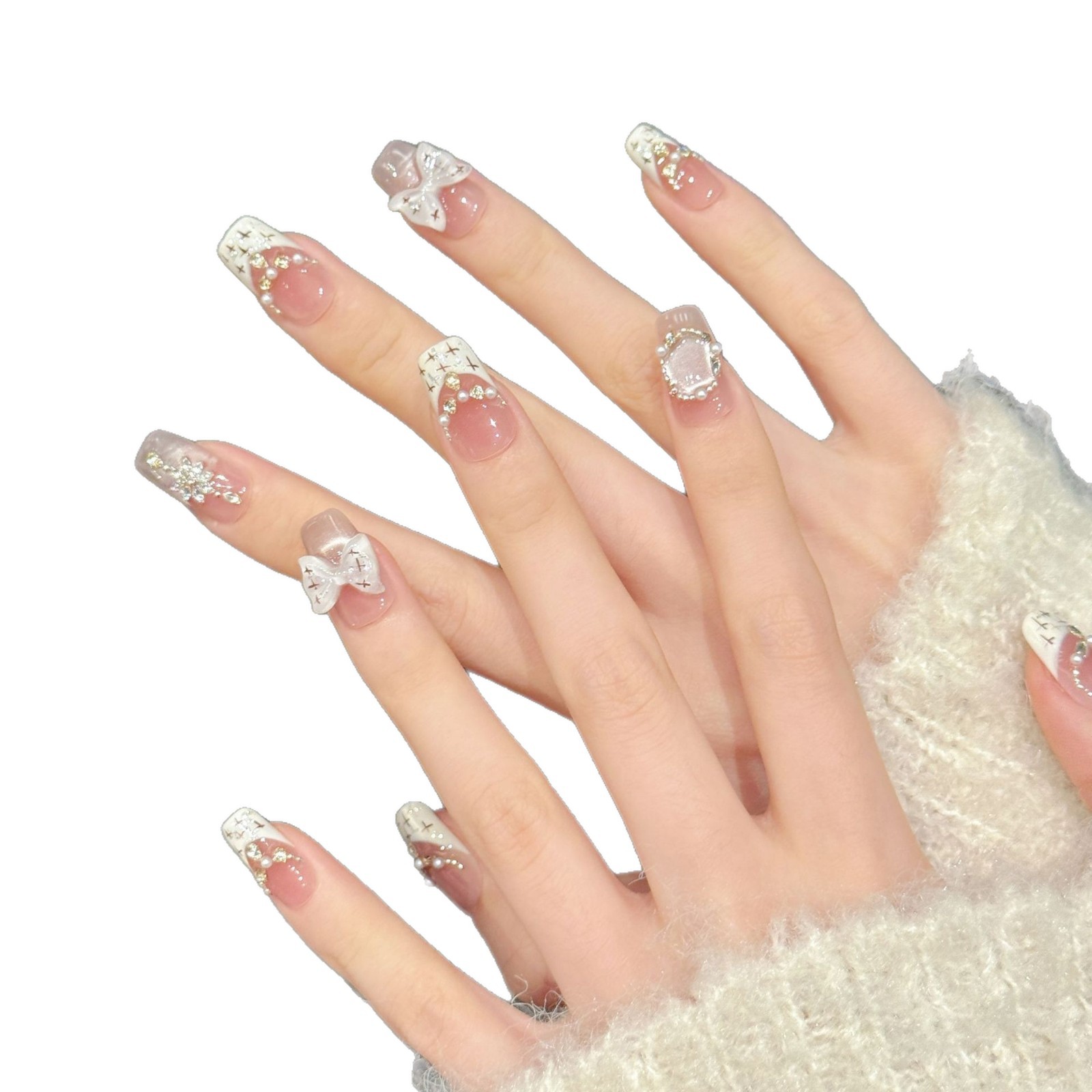 Nail Art Pink Cat Eye - 10pcs Sweet Style Press on Nails