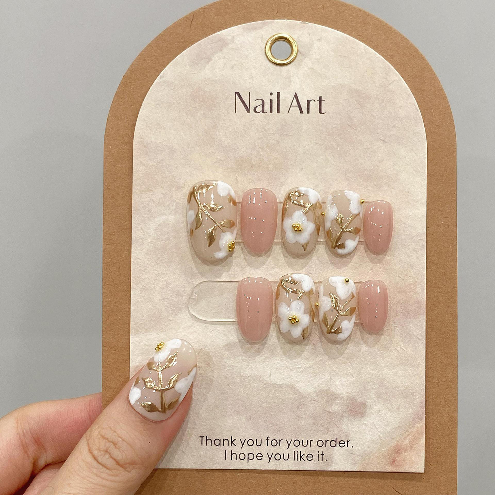 Handmade Press on Nails with W - Nail Art Flower ulasan dan harga