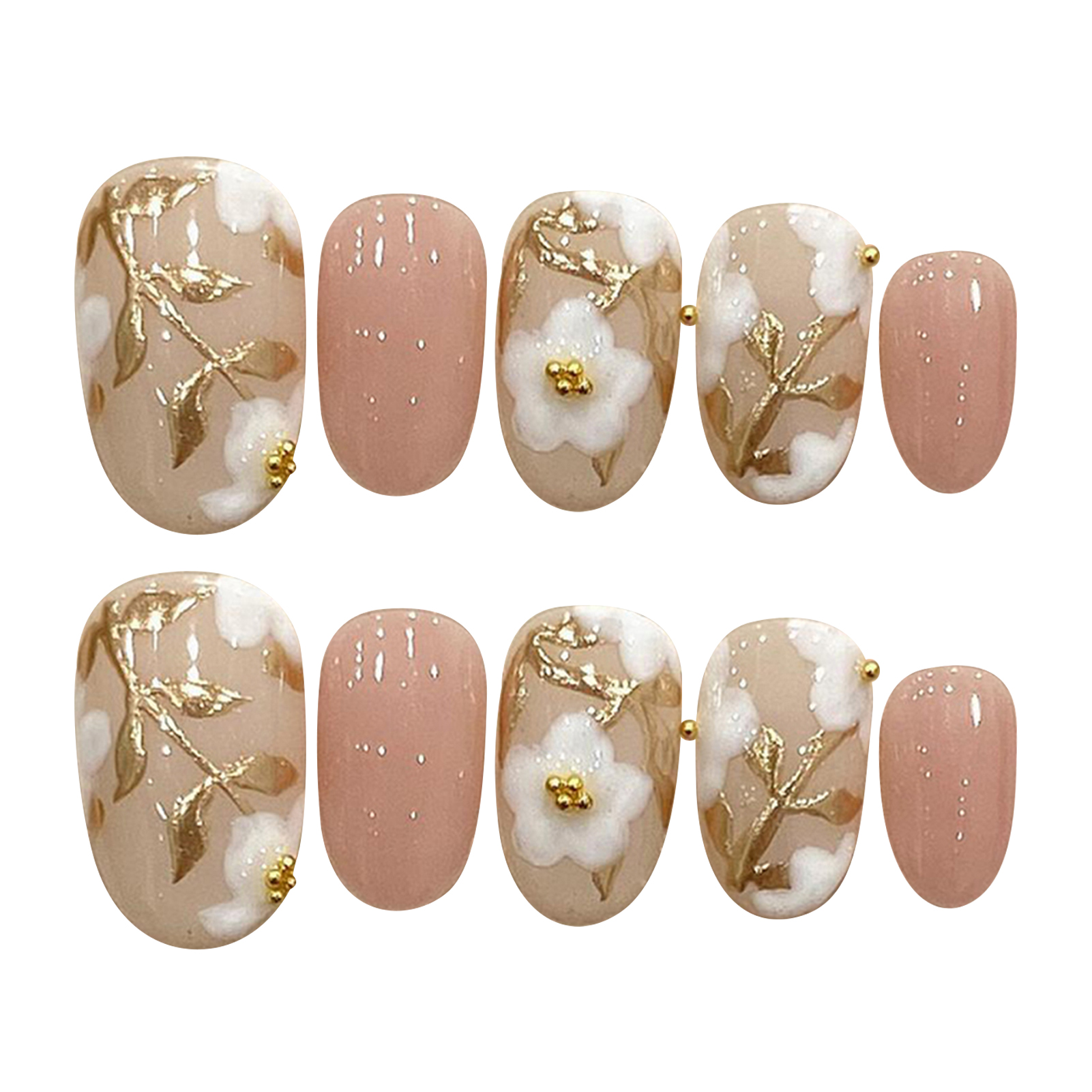 Handmade Press on Nails with W - Nail Art Flower ulasan dan harga