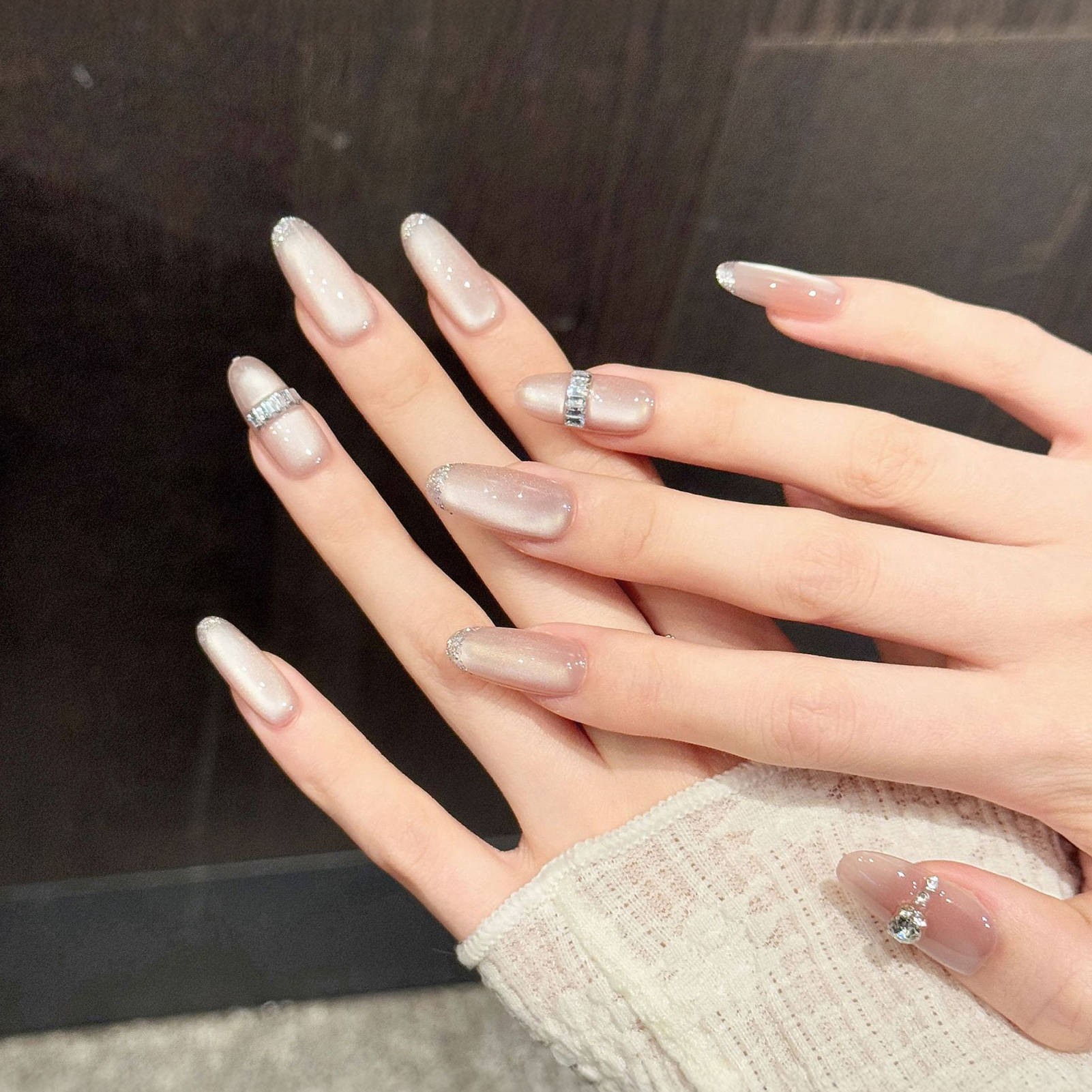 10Pcs Nude Pink Oval Head Arti - Nail Art Pink Cat Eye ulasan dan harga