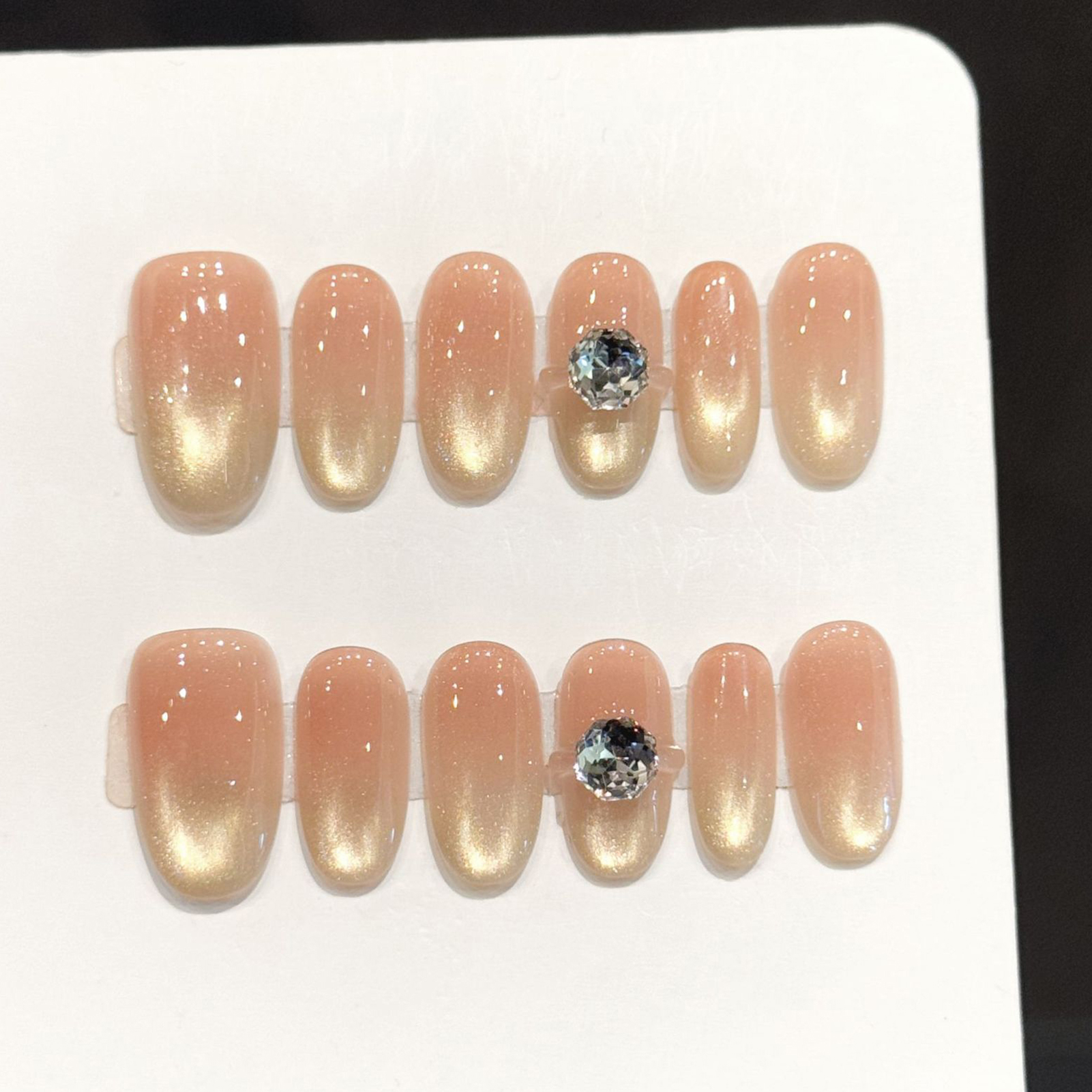 10Pcs Nude Pink Oval Head Arti - Nail Art Pink Cat Eye ulasan dan harga