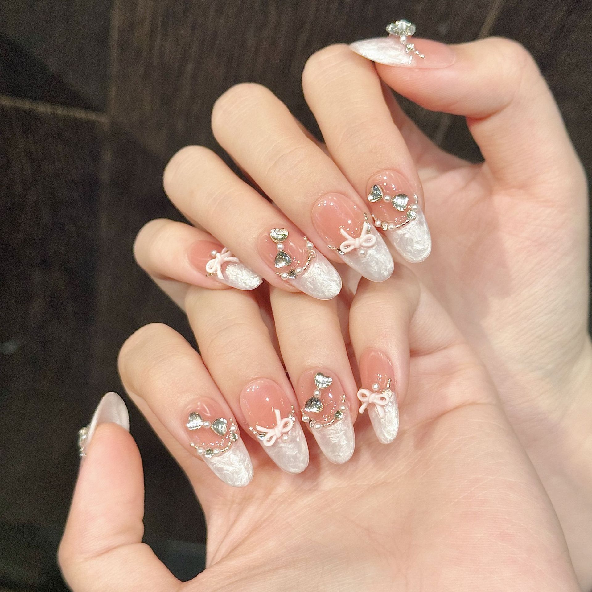 10pcs Handmade Press on Nails  - Nail Art Pink Cat Eye ulasan dan harga