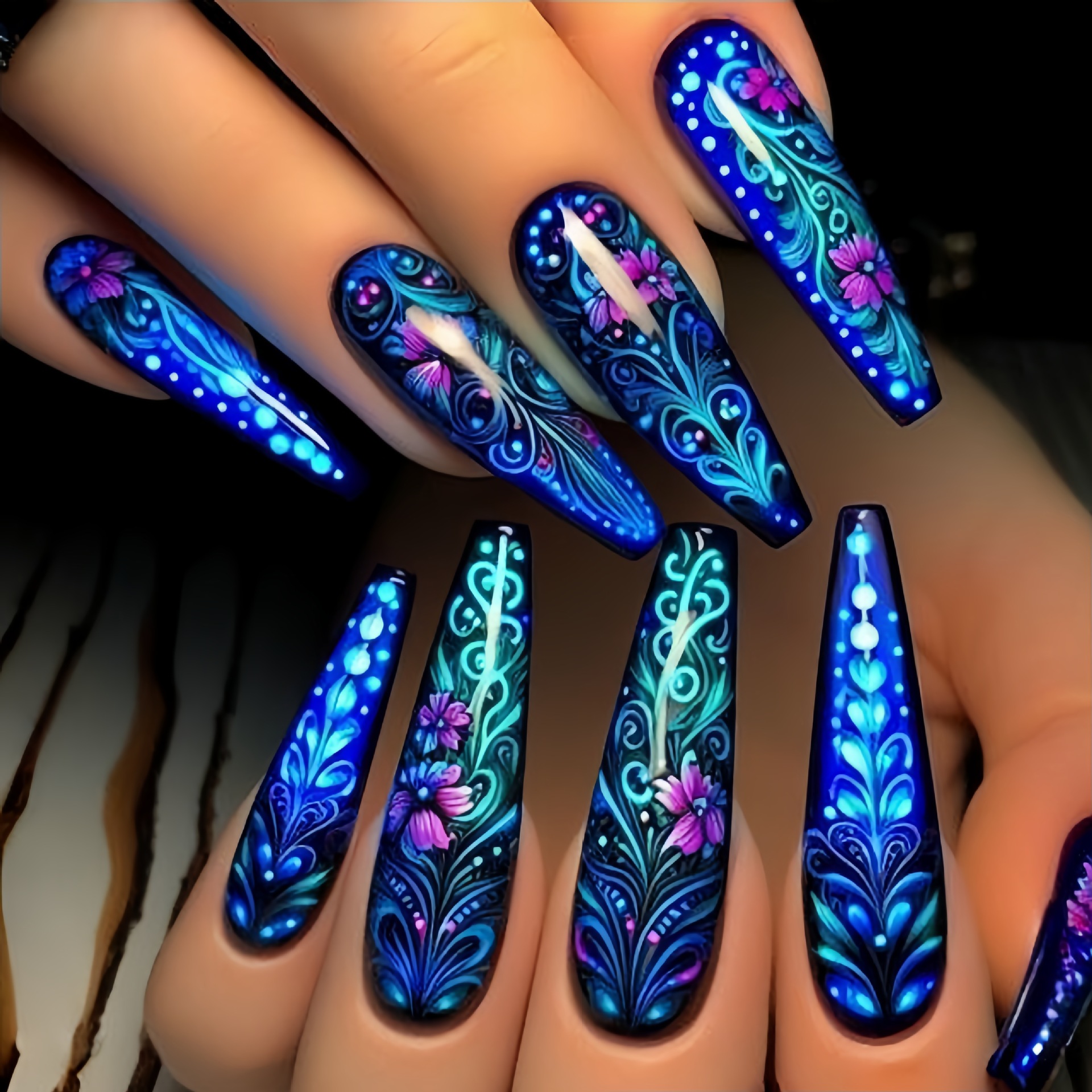 24pcs/set Medium long fake nai - Nail Art Flower ulasan dan harga