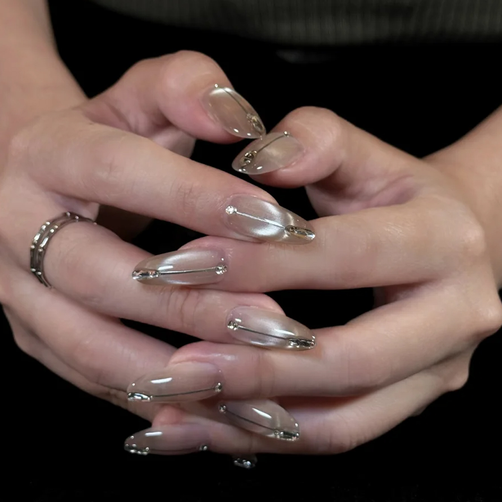 5D U-shaped French Cat Eye Nai - Nail Art Pink Cat Eye ulasan dan harga