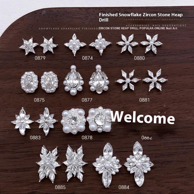 5Pcs Snowflake Flower Zircon P - Nail Art Flower ulasan dan harga