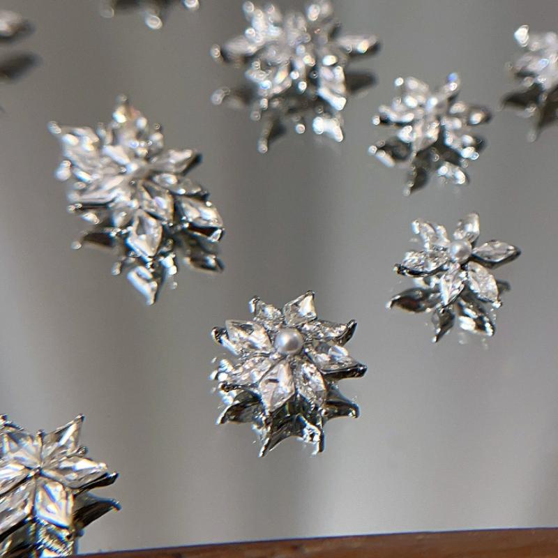 5Pcs Snowflake Flower Zircon P - Nail Art Flower ulasan dan harga