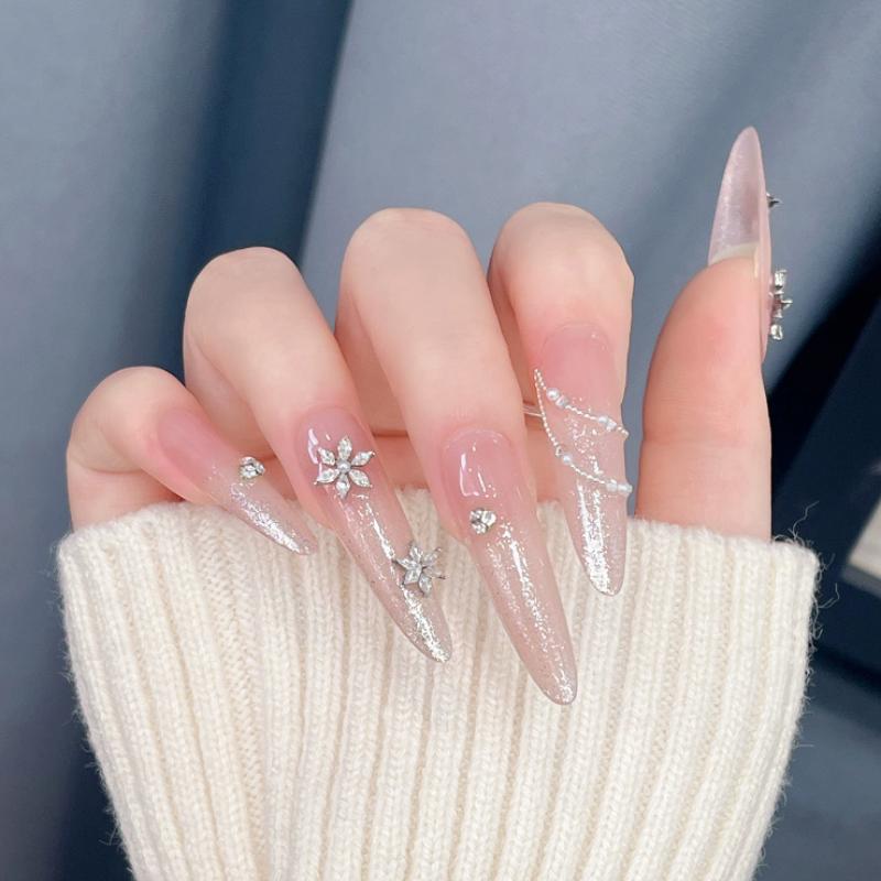 5Pcs Snowflake Flower Zircon P - Nail Art Flower ulasan dan harga