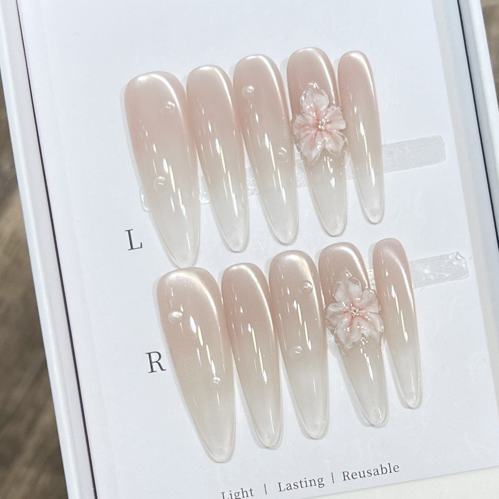 10pcs Long Almond Fake Nails T - Nail Art Flower ulasan dan harga