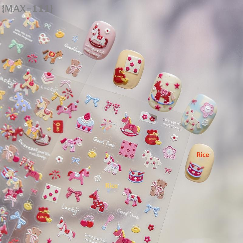 【F2-MAX111】Cartoon Colorful Po - Nail Art For Men ulasan dan harga