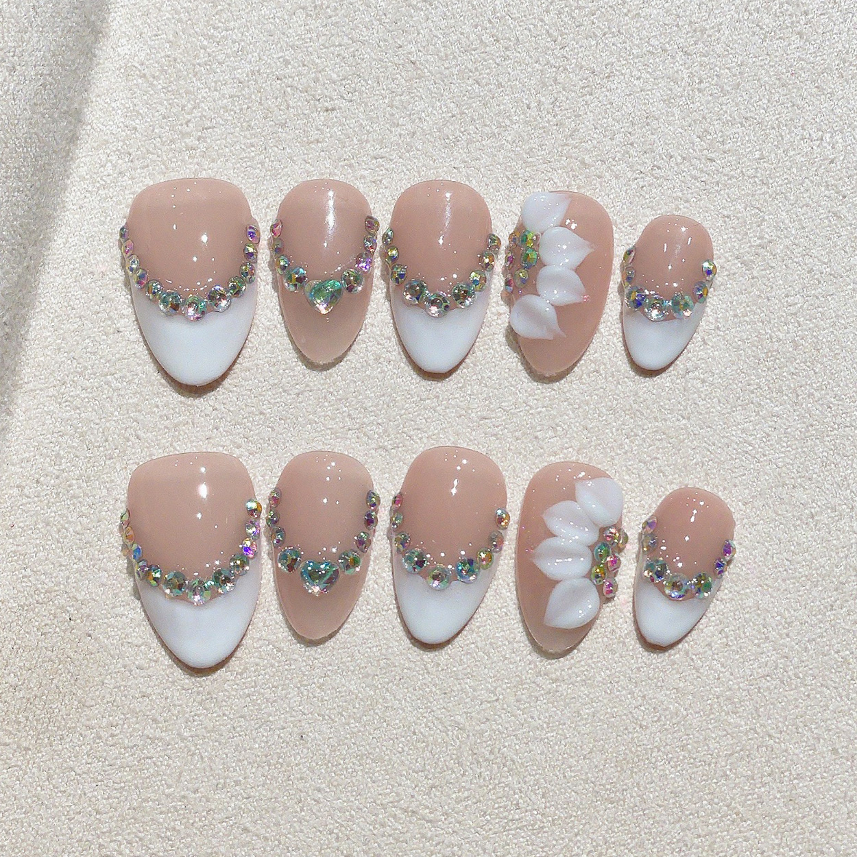 10pcs Short Almond Handmade Pr - Nail Art Flower ulasan dan harga