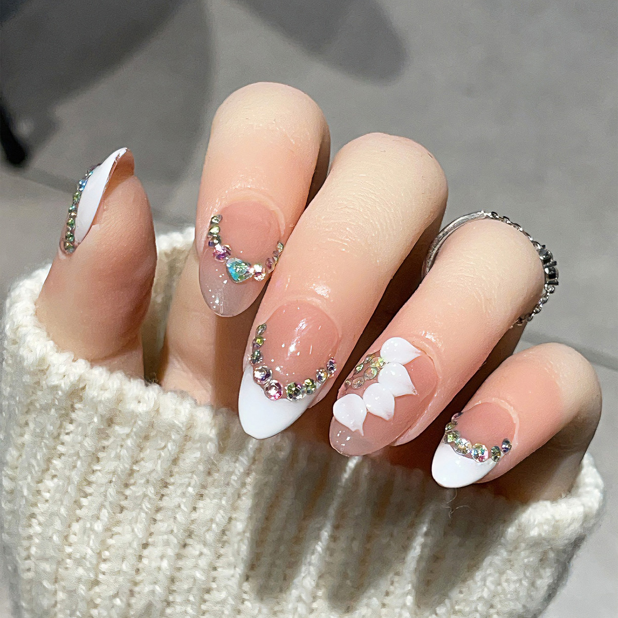 10pcs Short Almond Handmade Pr - Nail Art Flower ulasan dan harga