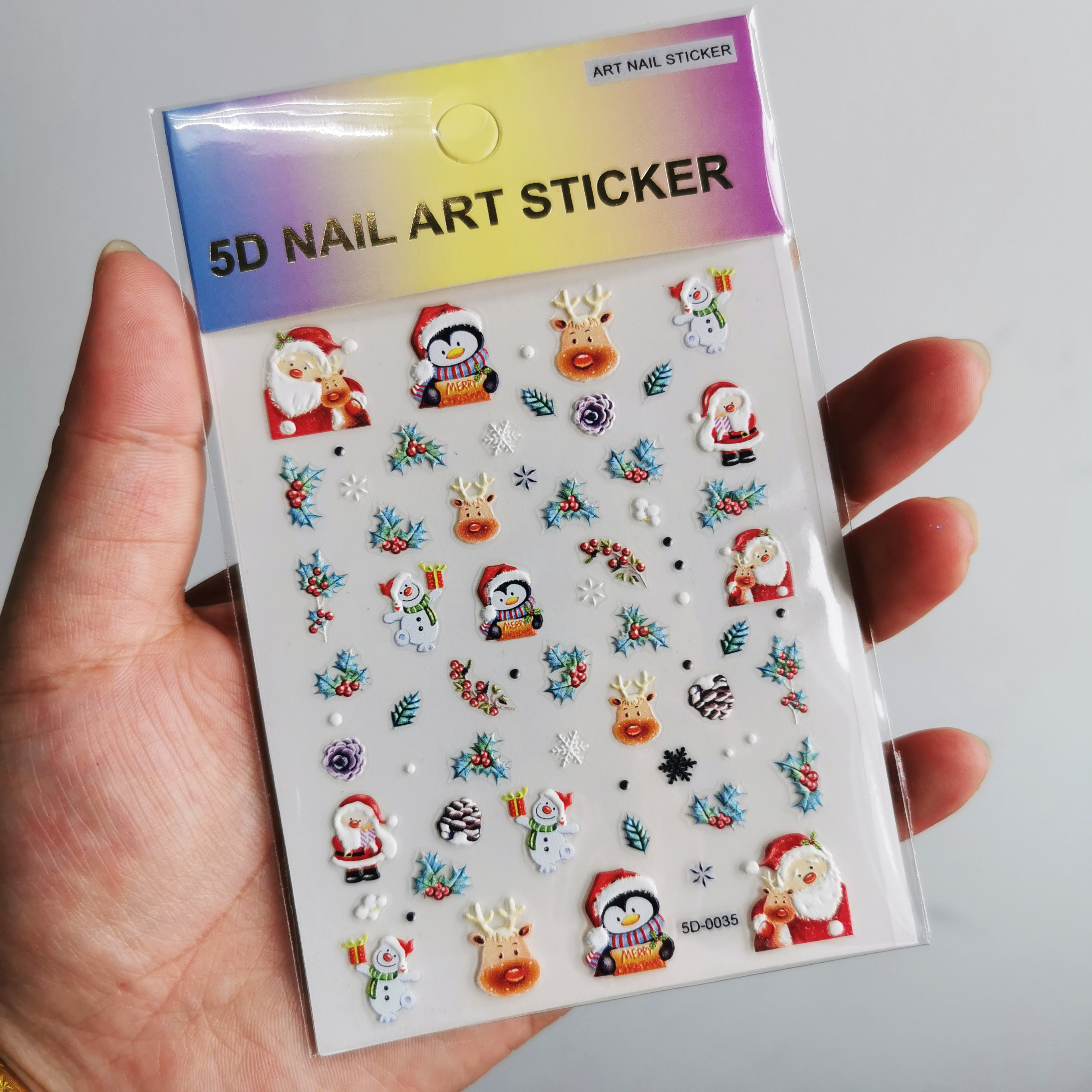 5D Embossed Snowflake Christma - Nail Art For Men ulasan dan harga