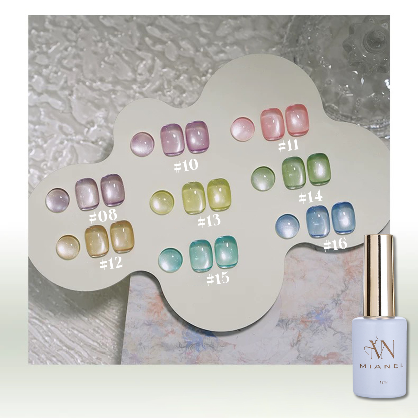 MIANEL 1-16PCS Light Smoke Cat - Nail Art Cat Eye Pink ulasan dan harga