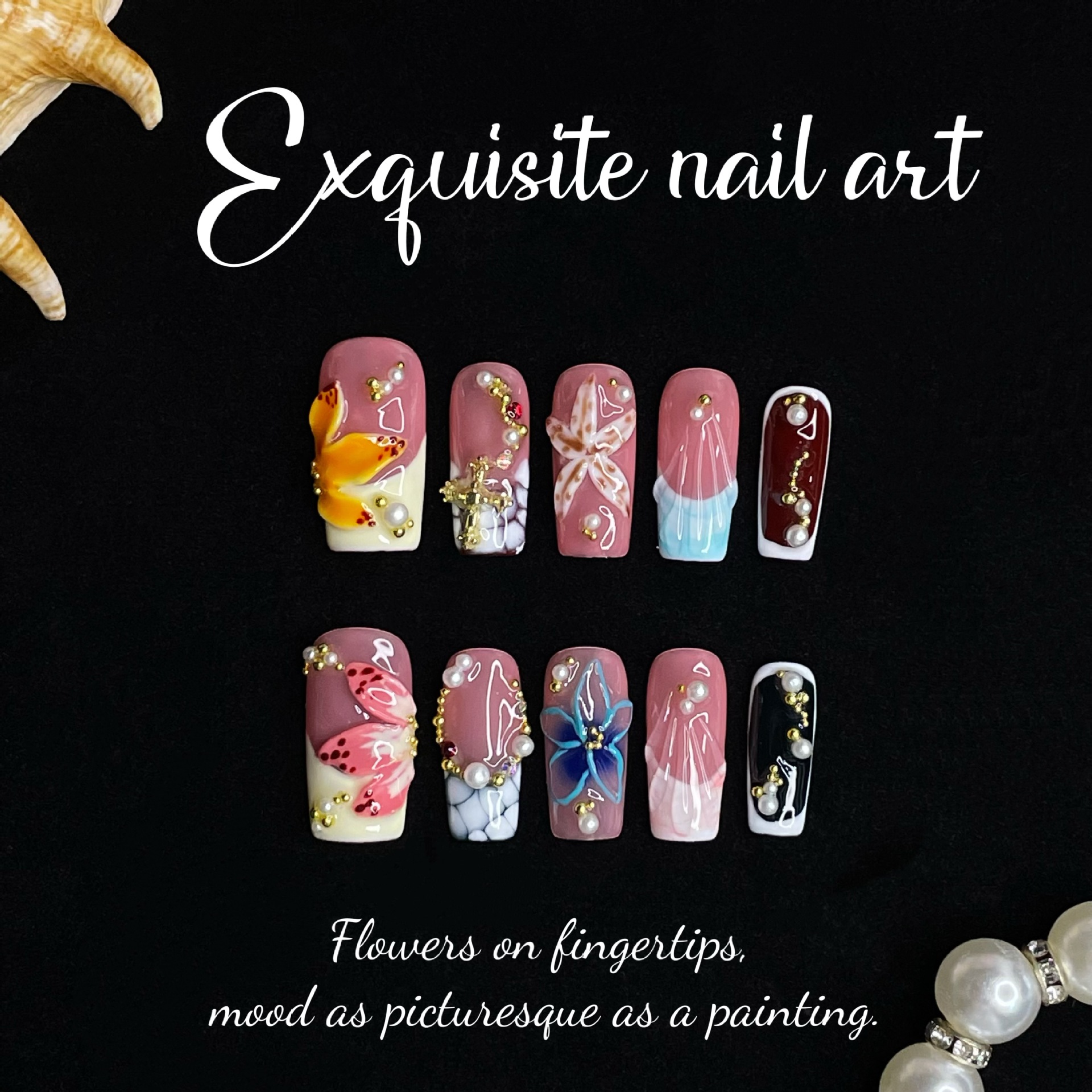 10Pcs French Ballet Handmade R - Nail Art Flower ulasan dan harga