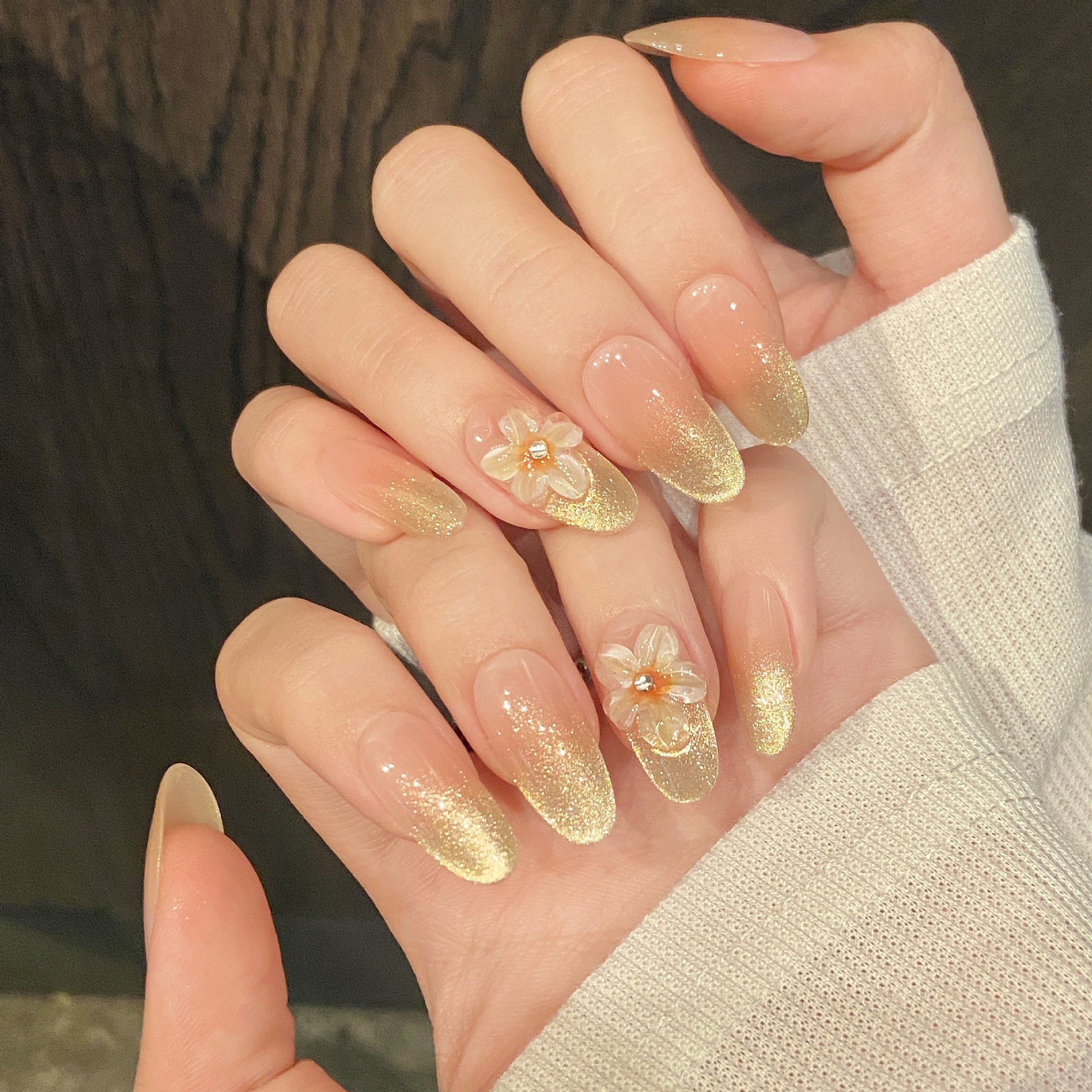 10pcs Handmade Press on Nails  - Nail Art Flower ulasan dan harga