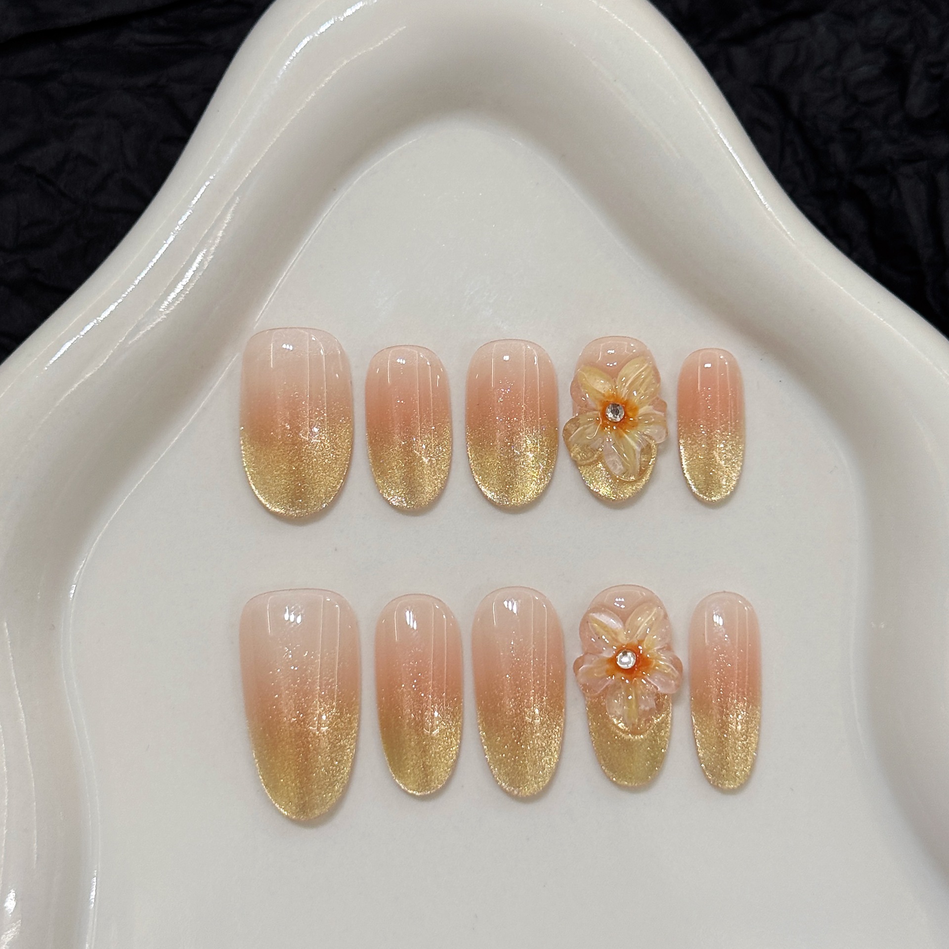 10pcs Handmade Press on Nails  - Nail Art Flower ulasan dan harga