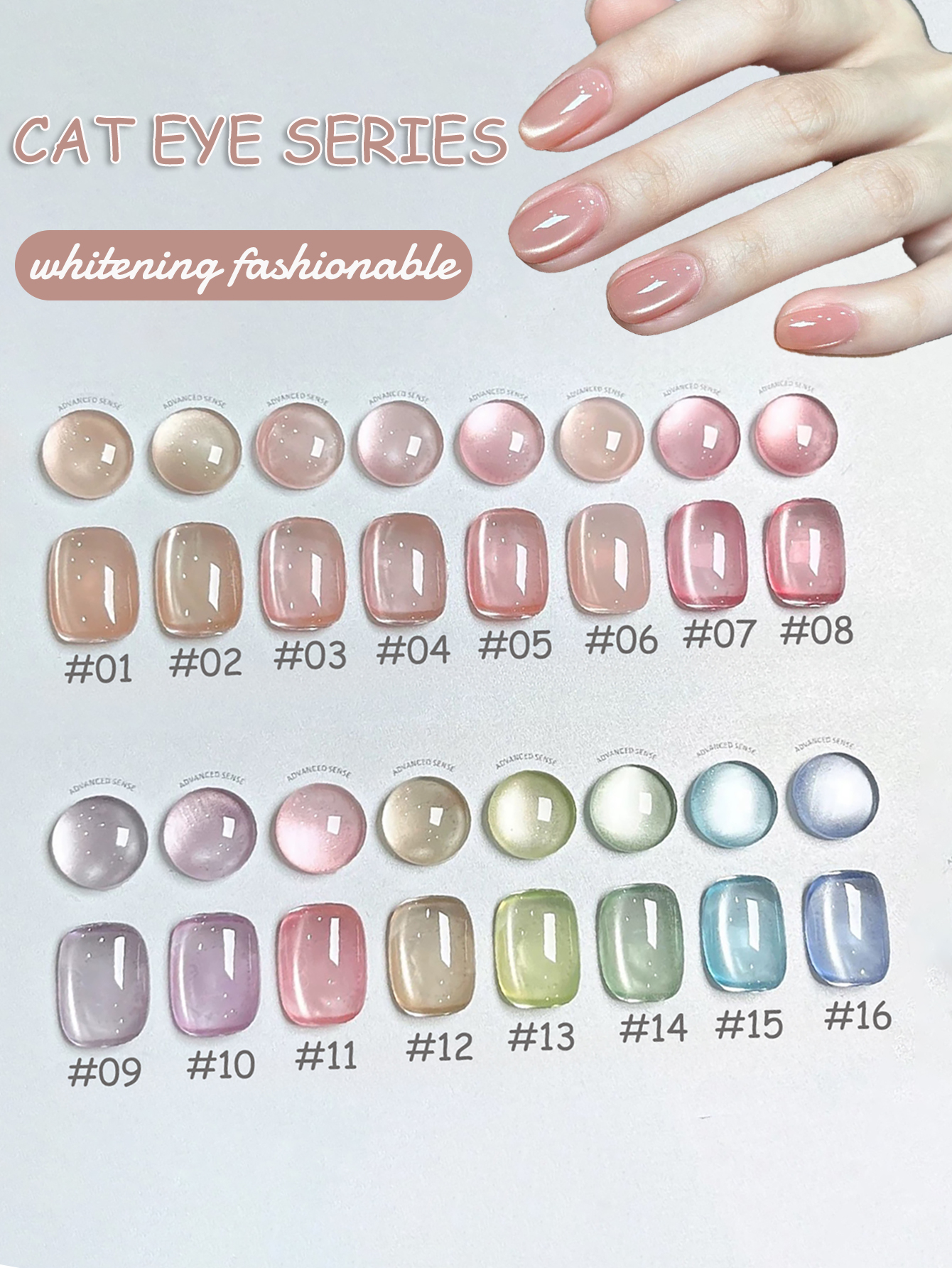 1-24pcs WS Spring Summer Ice T - Nail Art Pink Cat Eye ulasan dan harga