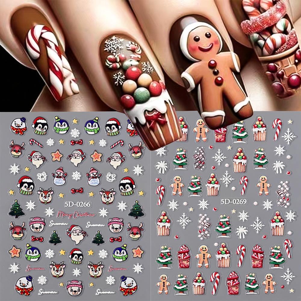 1pc Christmas 5D Gingerbread M - Nail Art For Men ulasan dan harga