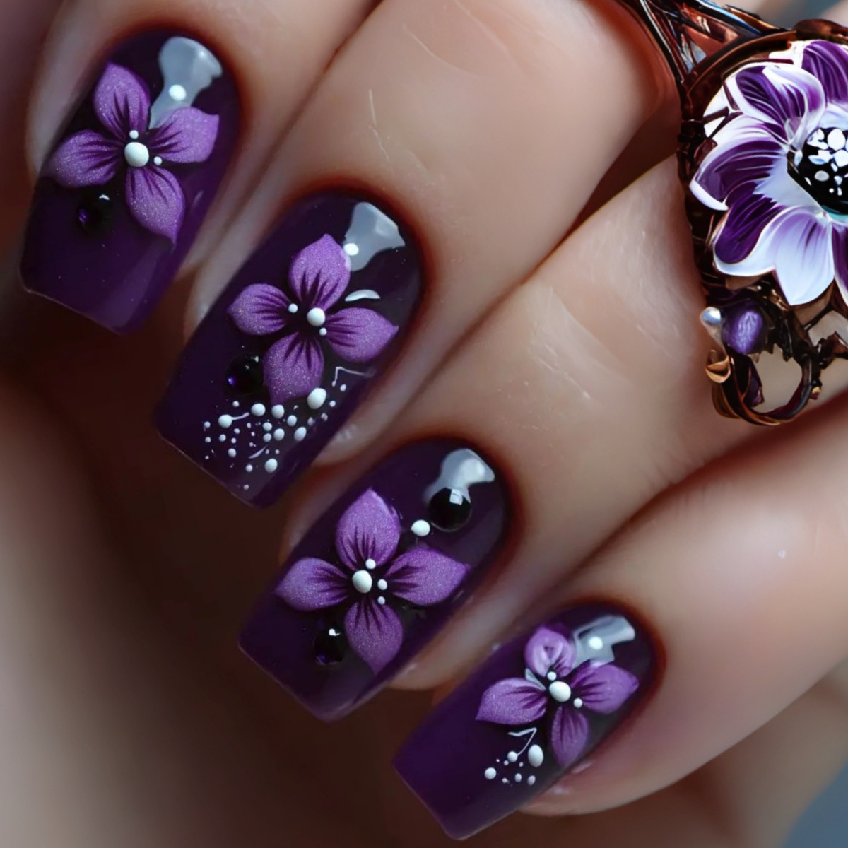 Medium square fake nails for w - Nail Art Flower ulasan dan harga