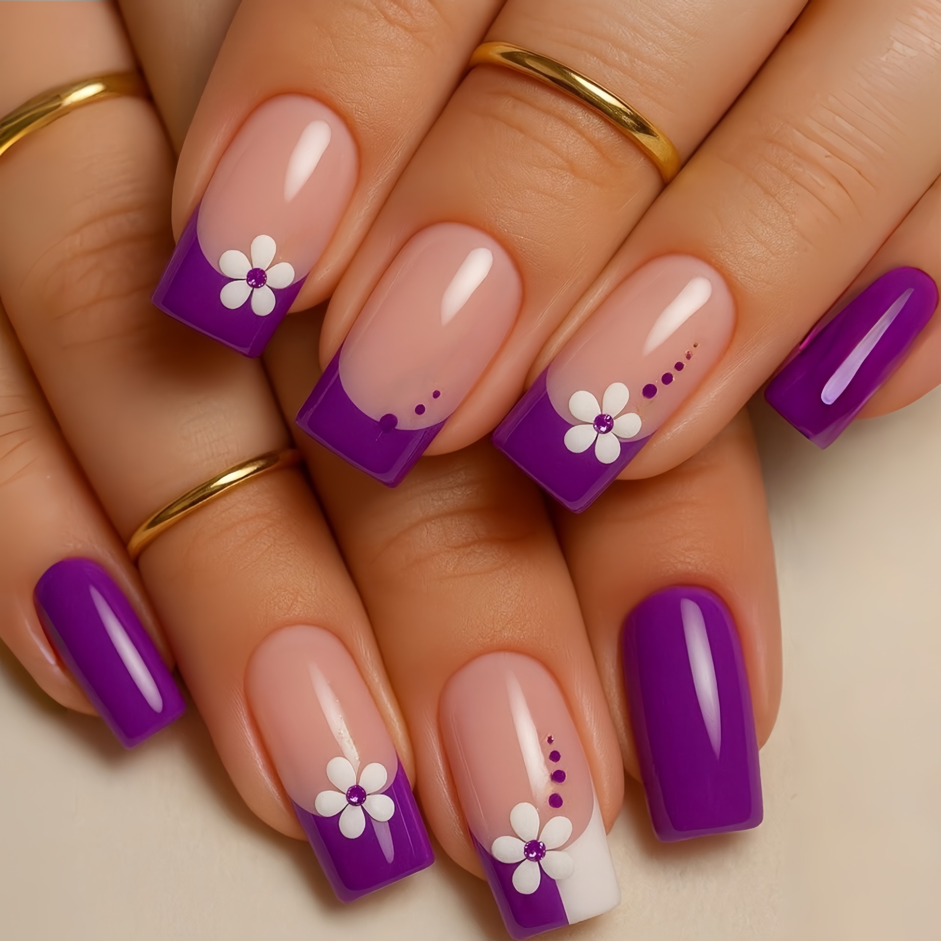 Medium square fake nails for w - Nail Art Flower ulasan dan harga