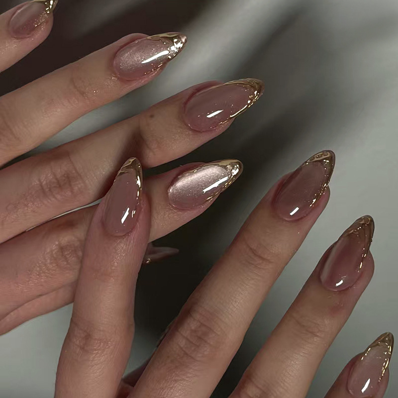 24Pcs Metallic Cat Eye French  - Nail Art Pink Cat Eye ulasan dan harga