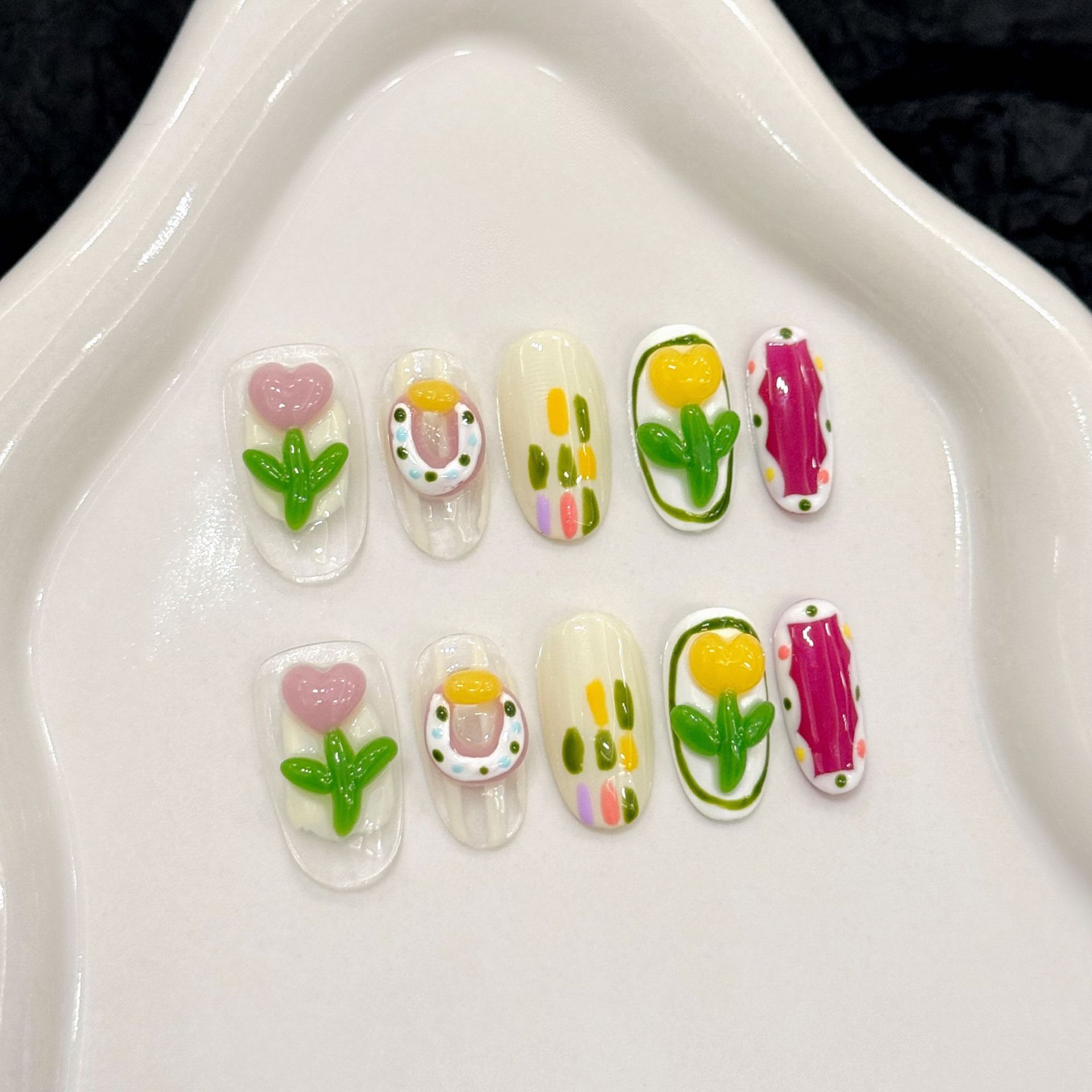 10pcs Handmade Press on Nails  - Nail Art Pink Cat Eye ulasan dan harga