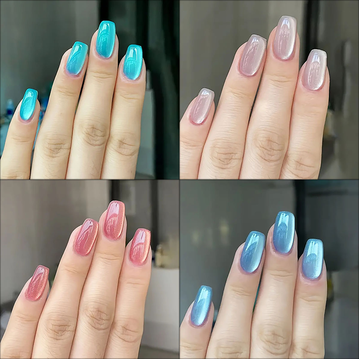 24pcs/30pcs short square balle - Nail Art Pink Cat Eye ulasan dan harga