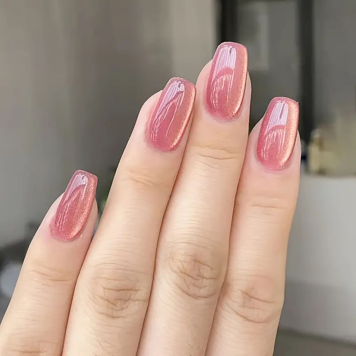 24pcs/30pcs short square balle - Nail Art Pink Cat Eye ulasan dan harga