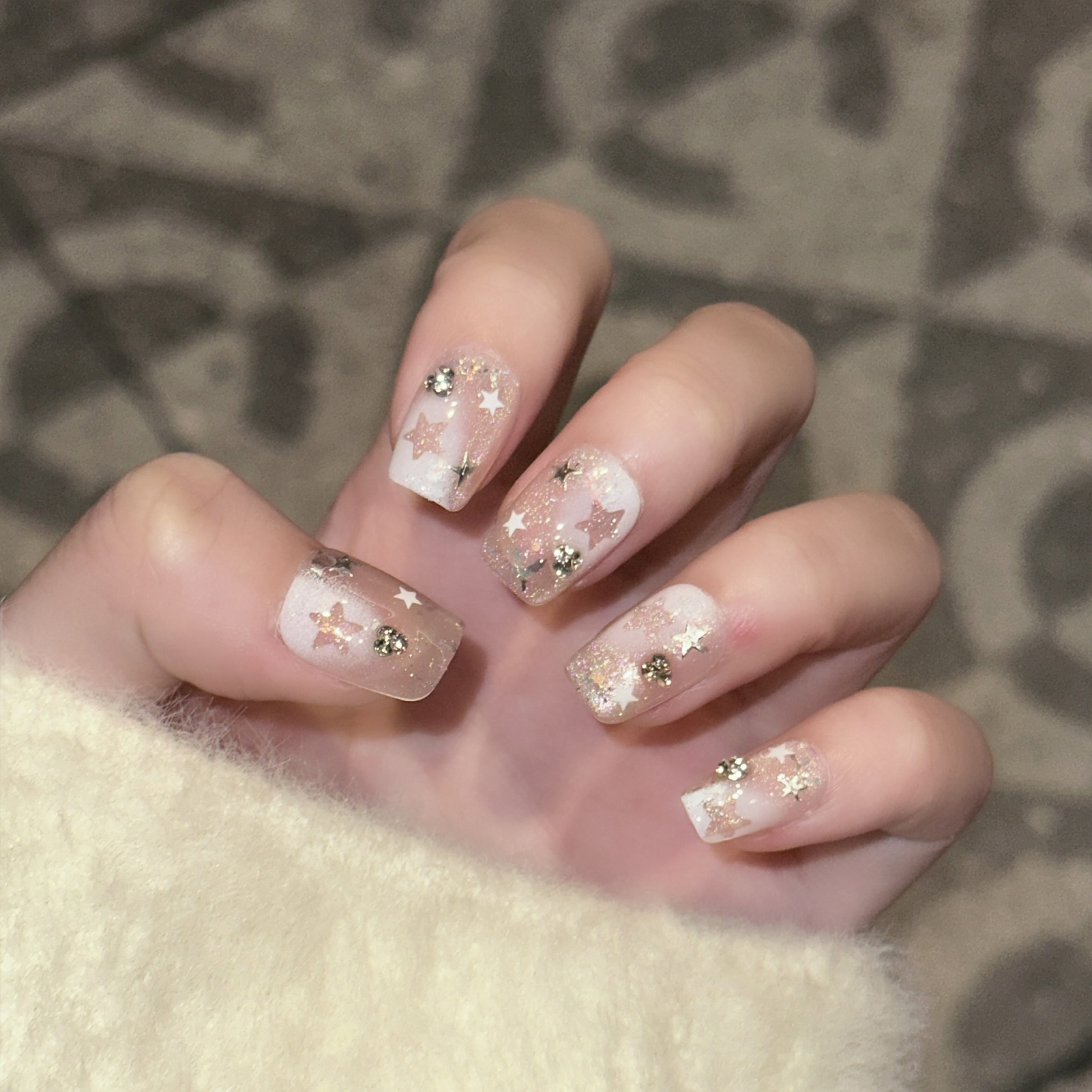 10PCS Short Square Fake Nails  - Nail Art Flower ulasan dan harga