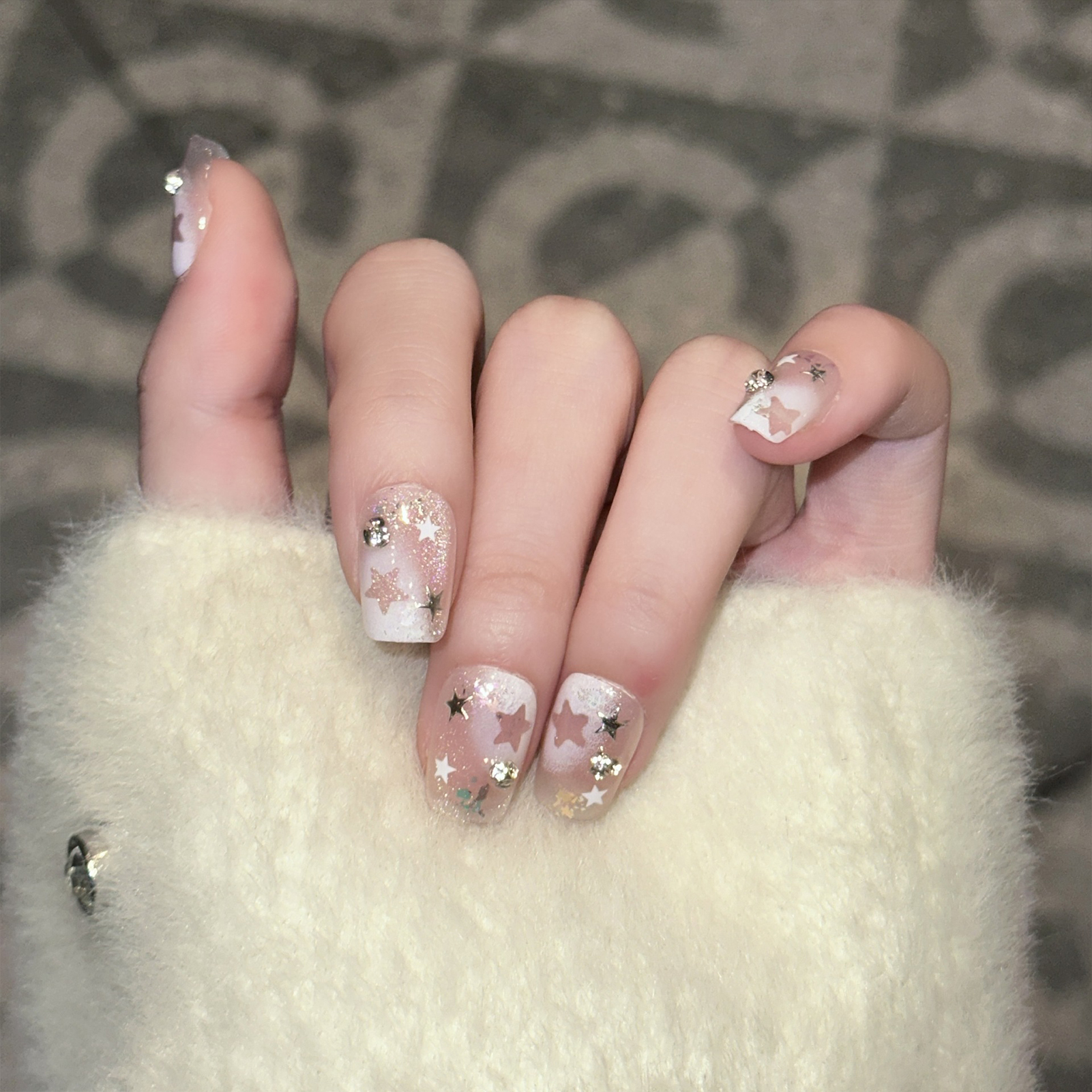 10PCS Short Square Fake Nails  - Nail Art Flower ulasan dan harga