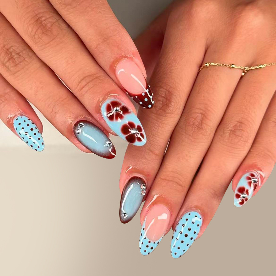 24pcs Leopard Print Brown Nail - Nail Art Flower ulasan dan harga