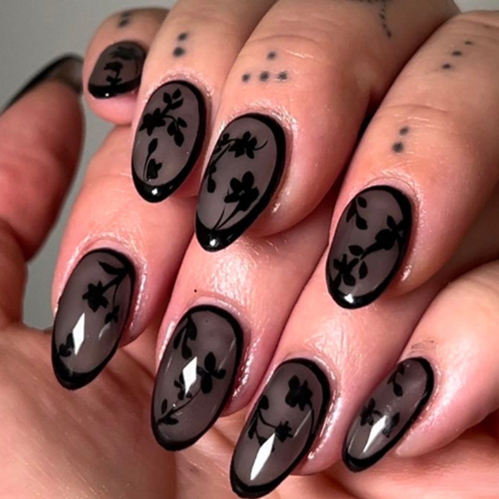24pcs Leopard Print Brown Nail - Nail Art Flower ulasan dan harga