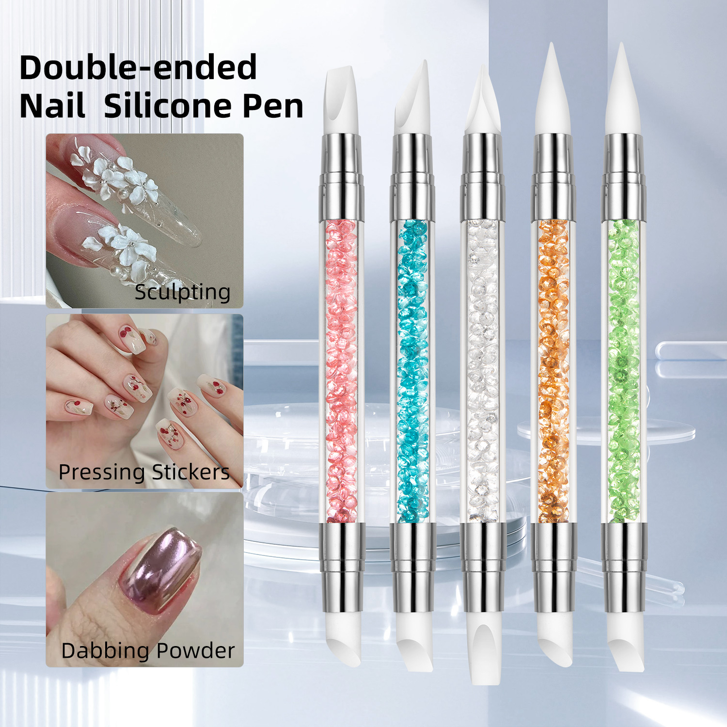 5PCS Double Head Silicone Nail - Nail Art Chrome ulasan dan harga