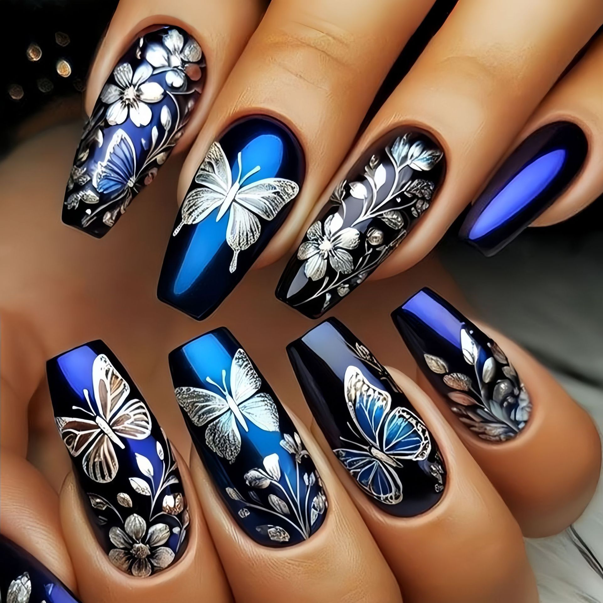 Medium long fake nails for wom - Nail Art Flower ulasan dan harga