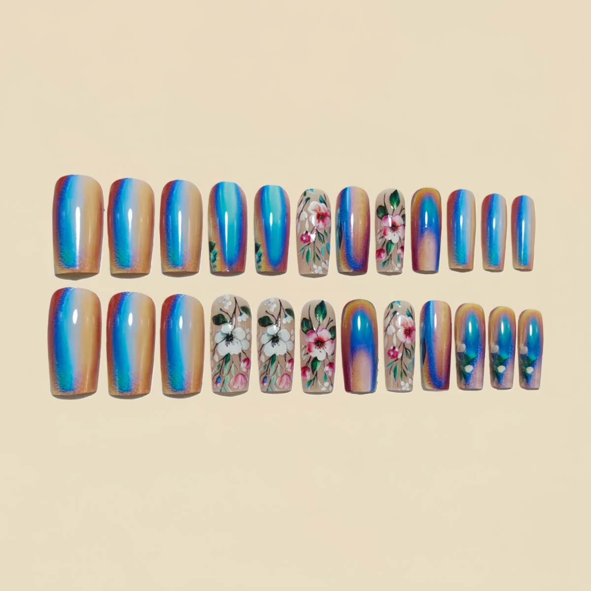 Medium long fake nails for wom - Nail Art Flower ulasan dan harga