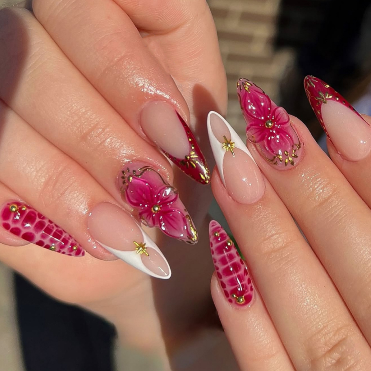 24pcs Finished Almond Press on - Nail Art Flower ulasan dan harga