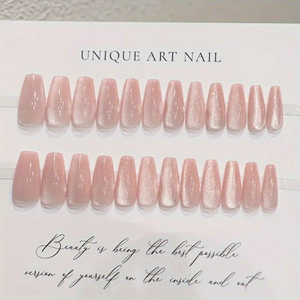 24pcs Sparkling Pink Glitter C - Nail Art Pink Cat Eye ulasan dan harga