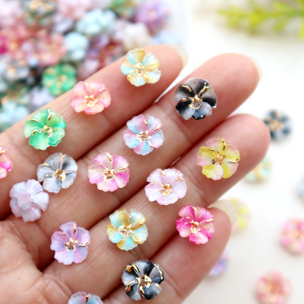 30pcs Mini Resin Flower Caboch - Nail Art Flower ulasan dan harga