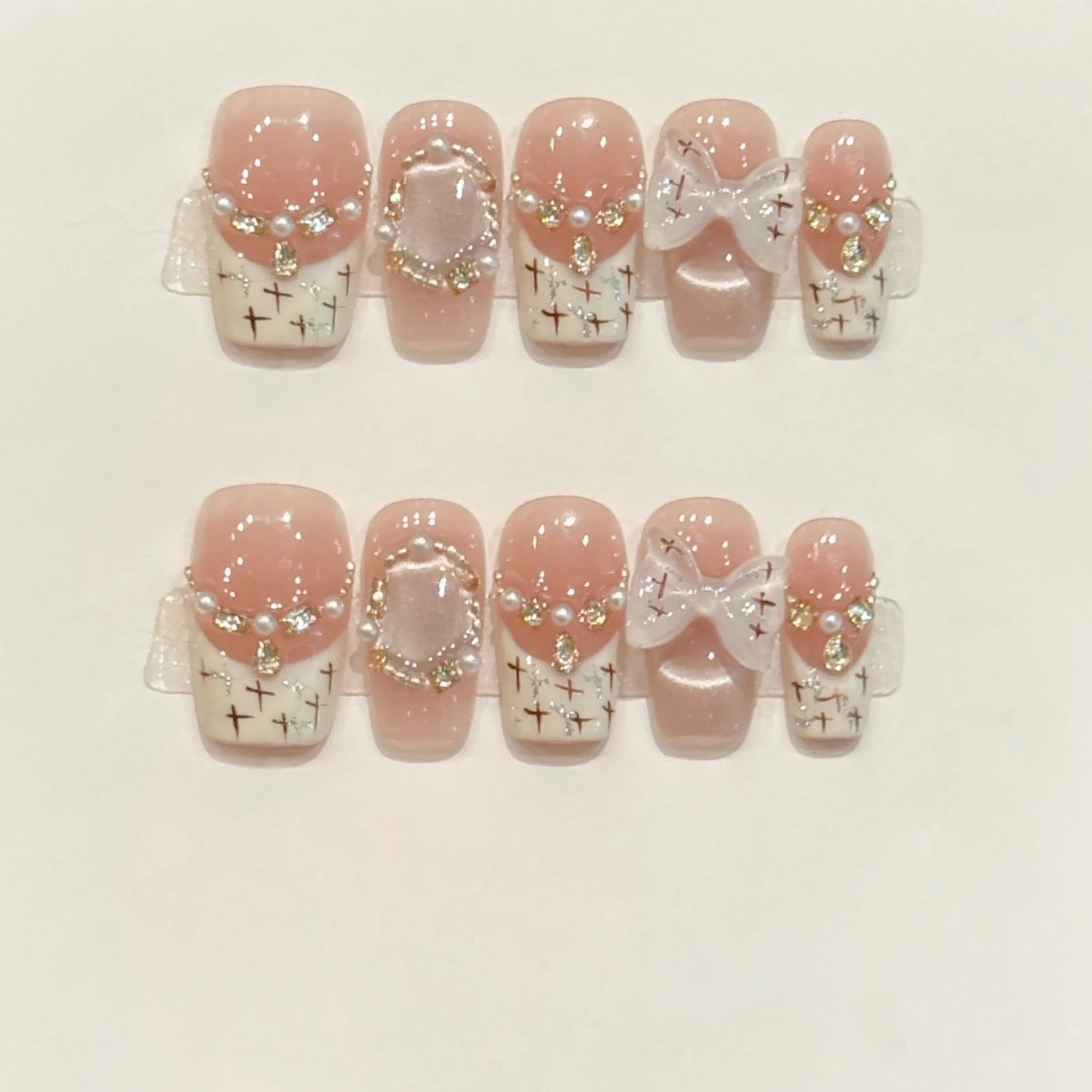 10pcs Sweet Style Press on Nai - Nail Art Pink Cat Eye ulasan dan harga