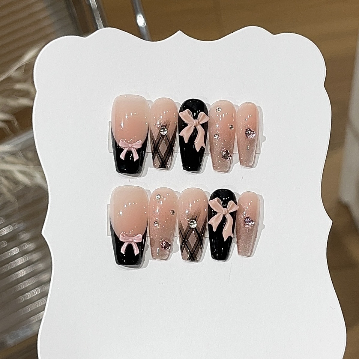 10pcs Sweet Style Press on Nai - Nail Art Pink Cat Eye ulasan dan harga
